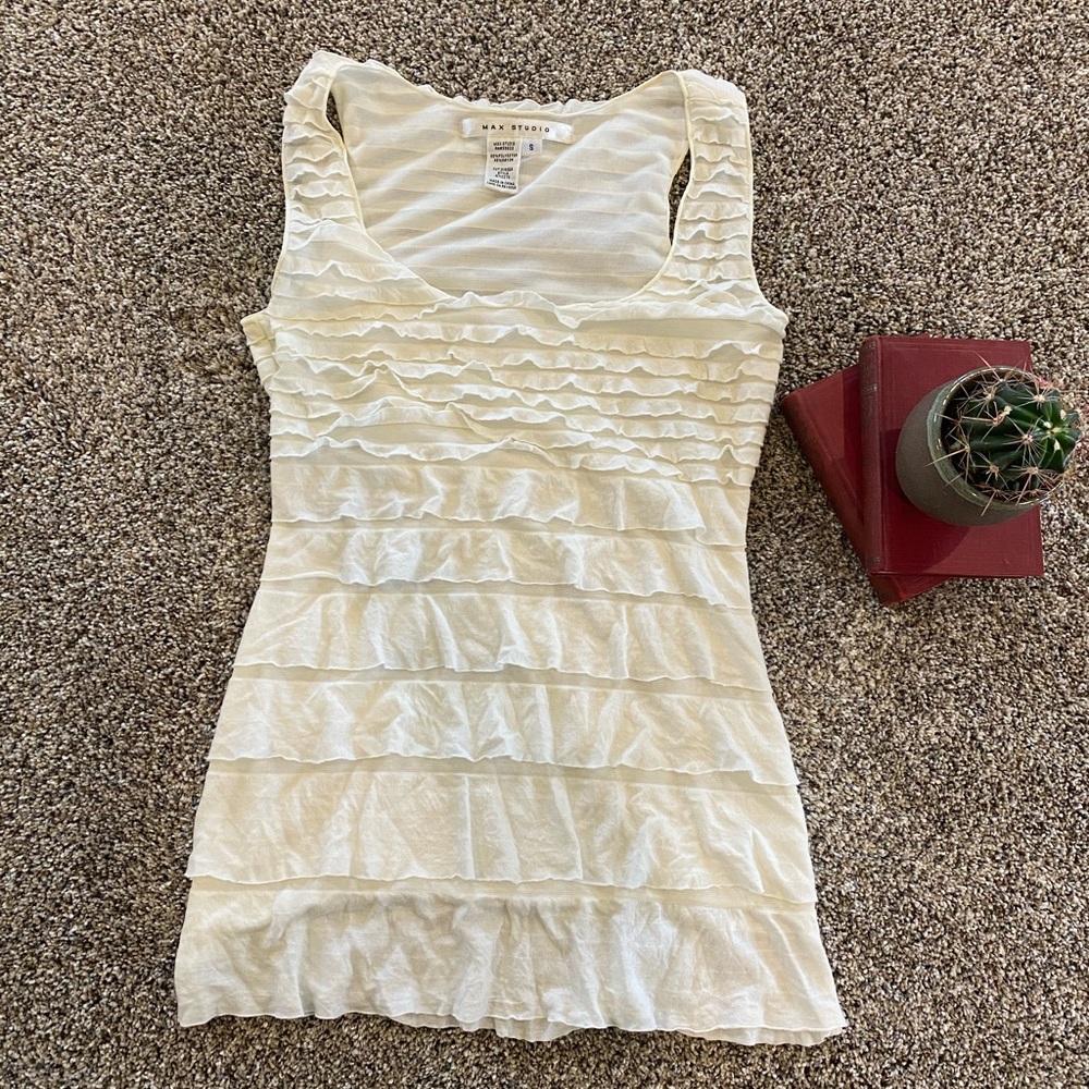 White ruffled tank top